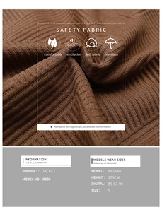 Détail du tissu de veste en maille marron avec texture côtelée et propriétés du tissu