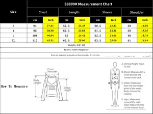 Detailed size guide table for women's striped long sleeve top showing measurements