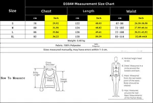 Detailed size guide table for women's long dress showing measurements in CM and Inches