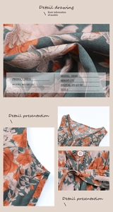 Detail view of the floral print sleeveless dress featuring high-quality cotton linen texture