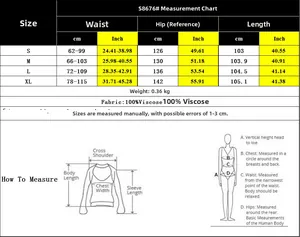 Tableau des tailles détaillé pour pantalon large avec mesures de taille et hanches