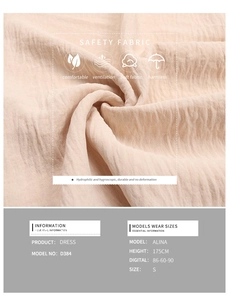 Close-up of breathable apricot fabric texture for summer backless slip dress
