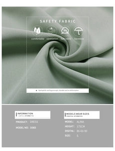 Breathable and soft safety fabric detail for elegant light green summer dress