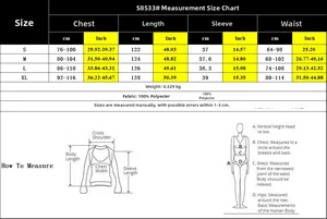 Size guide for floral puff sleeve dress showing S to XL chest and length measurements