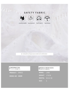 Detailansicht des weißen Kleides mit atmungsaktiver Ösenstickerei und sicherem Textil