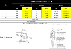 Detailed size chart for sleeveless halter dress with measurements from S to XL in cm and inch