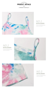 Détails du débardeur tie-dye avec imprimé Pacific Sunshine, montrant bretelles et ourlet