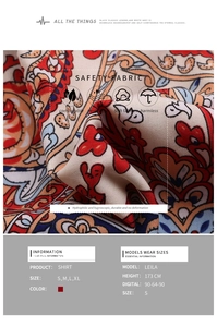 Détails du motif paisley et du tableau des tailles pour ce haut d'été de style ethnique