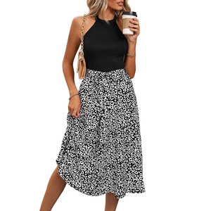 Women's summer halter neck sleeveless dress with chic leopard print patchwork design