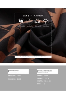 Close-up of soft breathable leaf print fabric with detailed texture and pattern