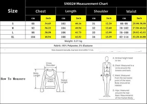 Tableau des tailles pour robe noire moulante asymétrique avec mesures de S à XL