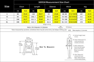 Detailed size chart for solid color summer jumpsuit showing measurements for S to XL sizes
