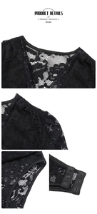 Détail du tissu en dentelle florale et de la fermeture à pressions réglable du body