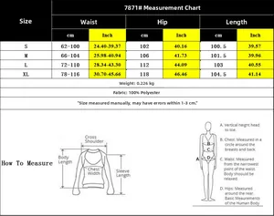Detailed size chart for women's printed wide leg pants featuring S-XL measurements and data