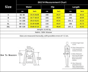 Tableau des tailles pour pantalons larges bohèmes avec mesures de taille et hanches