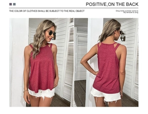 Detailed front and back view of burgundy cold shoulder halter top with cut-out straps