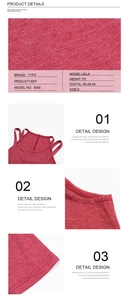 Detail of red cold-shoulder tank top featuring crossover straps and breathable heather fabric