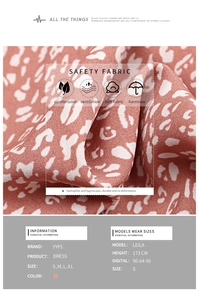 Detail of coral leopard print dress fabric showing soft breathable texture and high quality