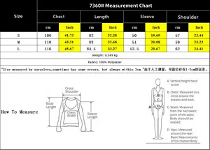 Detailed size chart for striped knit cardigan with measurements for bust, length, and sleeve