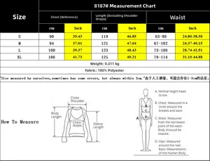 Detailed size chart for red printed summer dress showing measurements in cm and inches