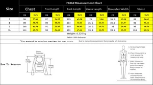 Detailed size chart for solid color pleated dress showing S to XL dimensions and measurements