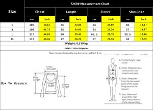 Detailed size chart for black loose long sleeve dress showing measurements S to XL