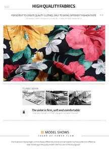 Gros plan sur un tissu imprimé floral tropical de haute qualité avec motif hibiscus