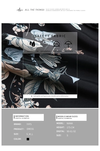 Detail of soft breathable black fabric with light blue and pink floral print textures