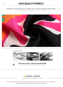 Detail of vibrant floral print fabric showing soft texture and color patterns for the dress