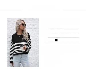 Tableau des tailles et dimensions pour le pull en maille rayé noir et blanc