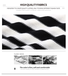 Détail du tissu en maille rayée noir et blanc de haute qualité avec texture douce