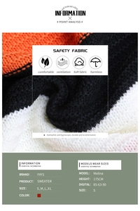 Detailed close-up of the orange, black and white striped knit fabric texture and material
