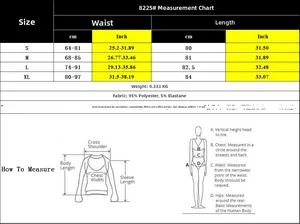 Detailed size chart with measurements for the asymmetric solid color women skirt