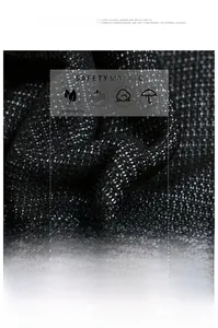 Detail showing high-quality safety fabric texture of women's turtleneck striped sweater