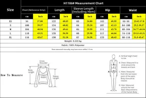 Tableau des tailles pour robe en dentelle H1186 avec mesures en cm et pouces de XS à XL