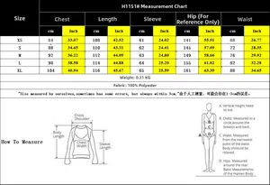Size chart for floral dress with measurements in CM and Inches from XS to XL sizes