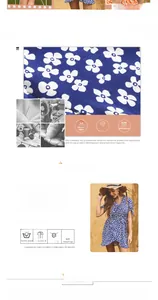 Detalle del vestido floral con cuello en V con análisis de tela e instrucciones de lavado