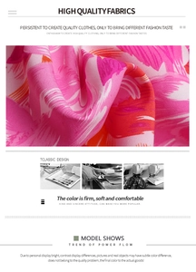 Gros plan sur tissu fleuri rose montrant la texture des manches à volants et l'imprimé léger