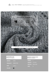 Detail of grey cable knit sweater texture and fabric quality by YYFS brand