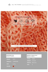 Detailed macro view of orange hollow knit cardigan fabric showing soft texture and ventilation