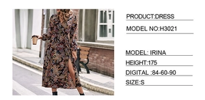 Détail d'une robe longue fleurie avec fente haute et lien à la taille sur un mannequin
