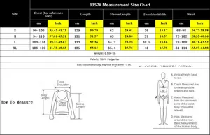 Guide des tailles pour robe à manches longues avec mesures en cm et pouces