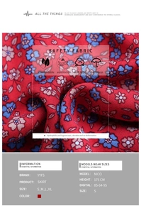Macro detail of red floral skirt fabric showing breathable texture and pattern