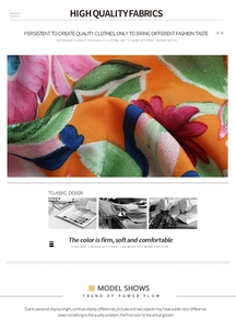 Close-up of high quality floral print fabric with soft texture for summer A-line dresses