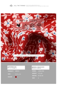 Gros plan sur la texture du tissu floral rouge respirant d'une robe d'été à col en V