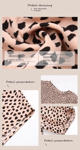 Détails de la chemise léopard avec col à smocks et poignets élastiques de haute qualité