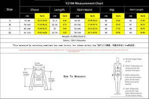 Detailed size chart for striped bandeau dress set with bust and length measurements