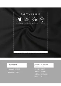 Size guide and material features of the sleeveless black cheongsam embroidery dress