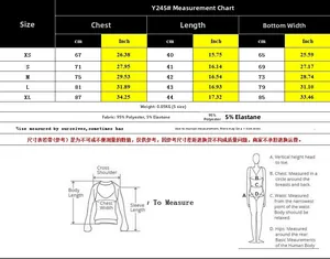 Detailed size chart for women sexy tank top with CM and Inch measurements from XS to XL
