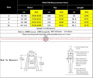 Tableau des tailles détaillé pour short de sport taille haute, mesures du S au XL